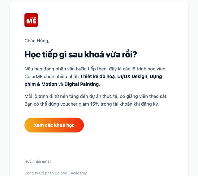 Email khoá học