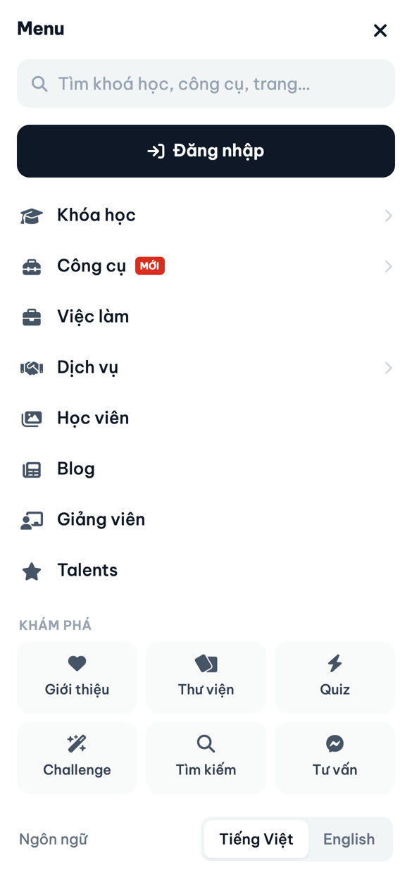 Menu mobile
